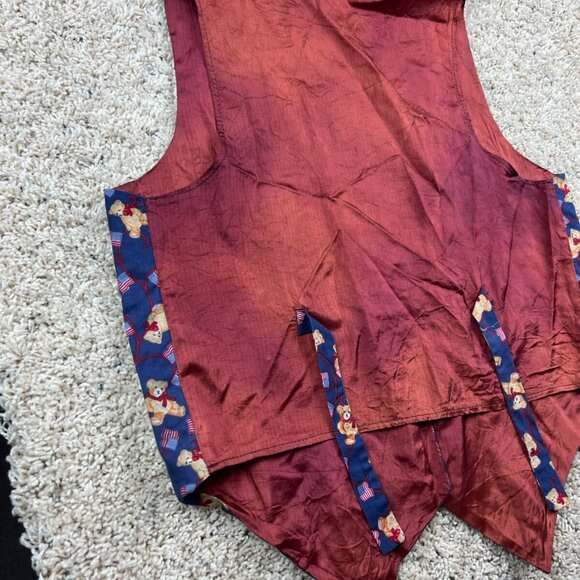 Women's Vintage Vest 111 Main Patriotic American Flag & Teddy Bears Medium - Picture 8 of 9